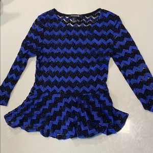 Royal blue and black peplum top